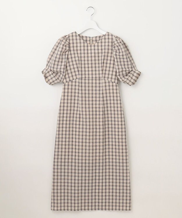 Feroux 【洗える】サッカーチェック ワンピース ベージュ系1