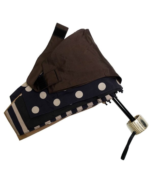 +RING 【UVカット95%以上】【UPF50＋】プラスリング レディース向け 晴雨兼用 折傘 BRN/DOT T1336 ブラウン