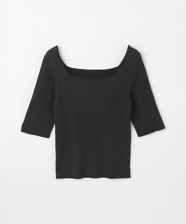 GRACE CONTINENTAL ラメリブニットトップ ブラック