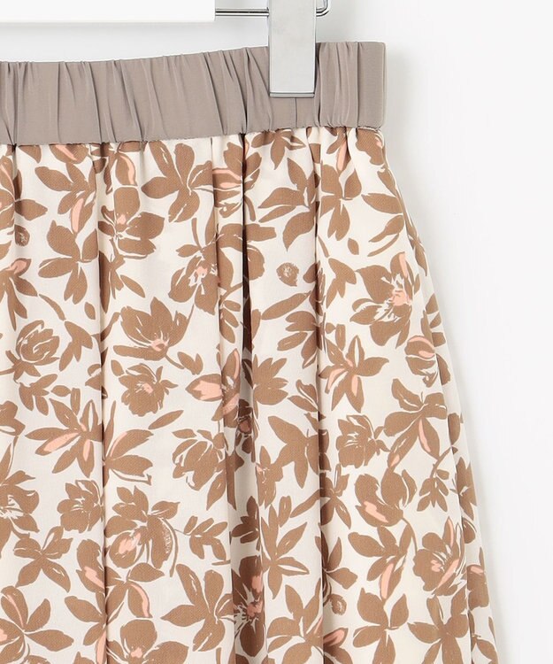 自由区 【カタログ掲載・洗える】スノーフラワープリント スカート モカ系