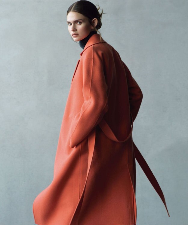 23区 S 【R(アール)】ウールメルトンリバー ロング ラップコート オレンジ系