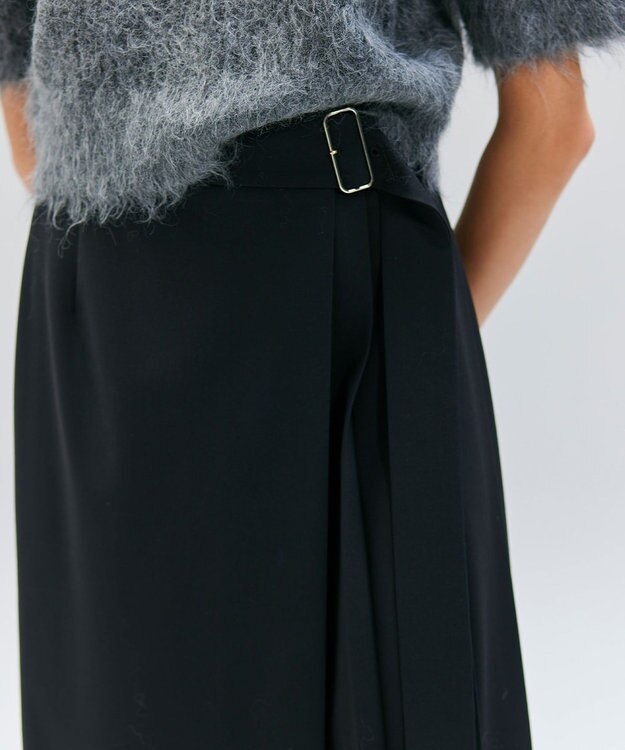 BEIGE， 【セットアップ対応・洗える・BAILA 11月号掲載】ZEPHYR / ウールライクアシンメトリープリーツスカート Black