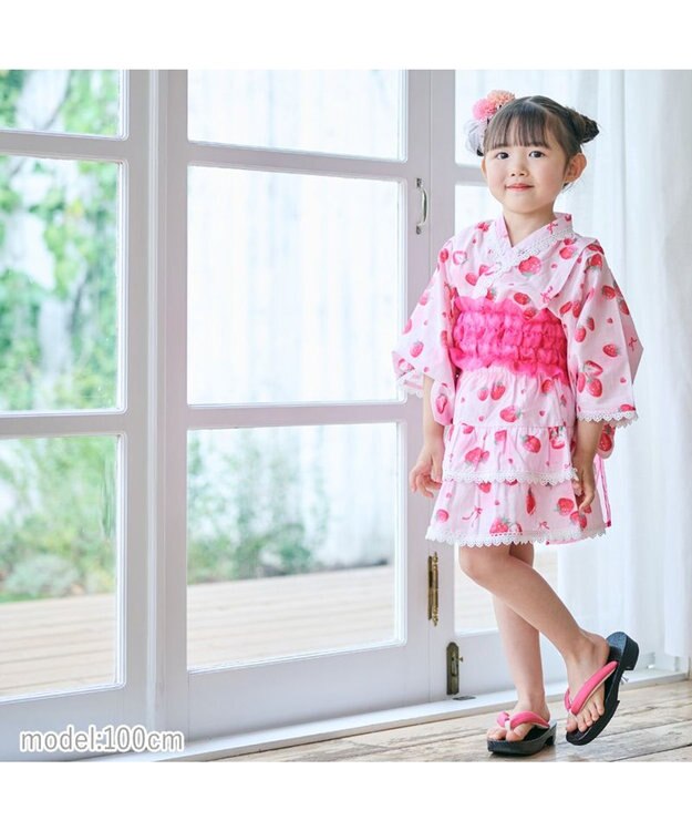 Mother garden マザーガーデン キッズ ドレス セパレート 浴衣 《野いちご 水彩柄》 95～100cm 野いちご水彩柄