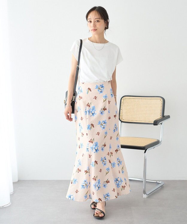 earth music&ecology 【遮熱・接触冷感・UVカット】フレンチスリーブTシャツ Off White
