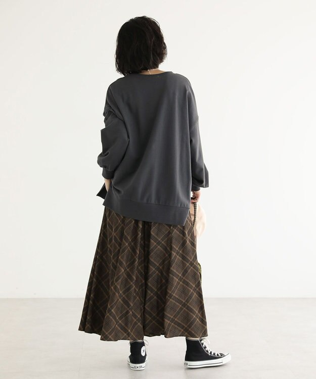 Green Parks カレッジロゴ裏毛チュニック Charcoal Gray