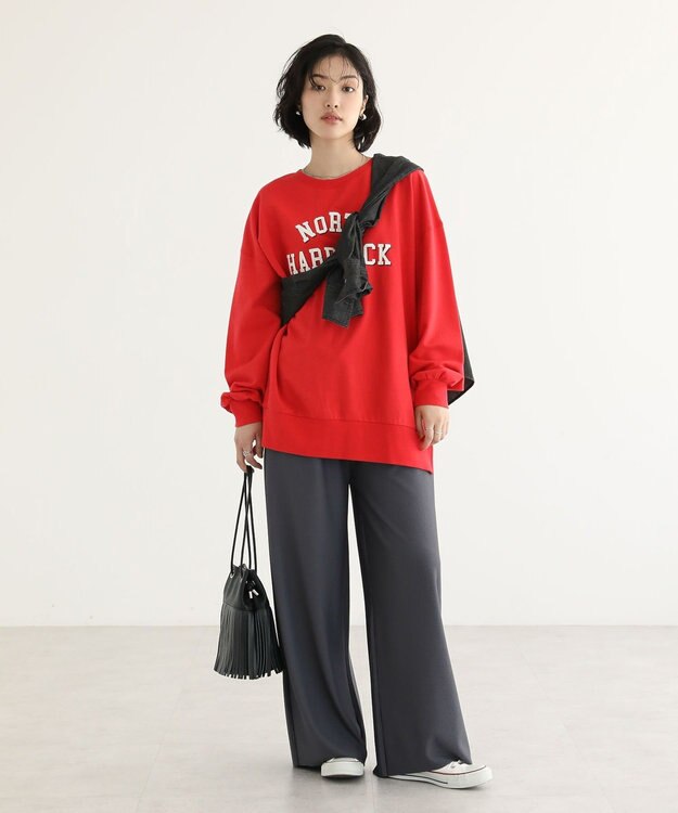 Green Parks カレッジロゴ裏毛チュニック Red