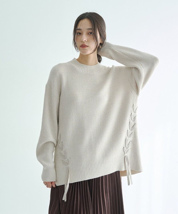 YECCA VECCA レースアップニット Beige