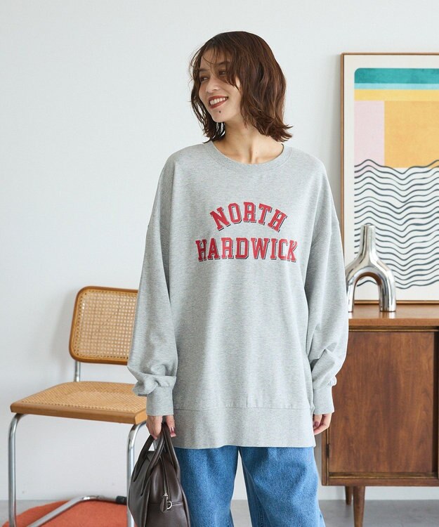 Green Parks カレッジロゴ裏毛チュニック Gray Mixture