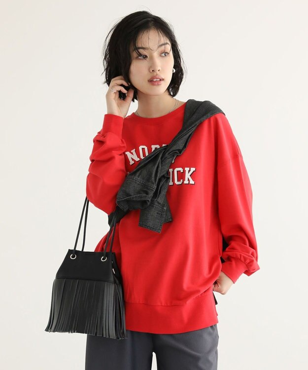 Green Parks カレッジロゴ裏毛チュニック Red