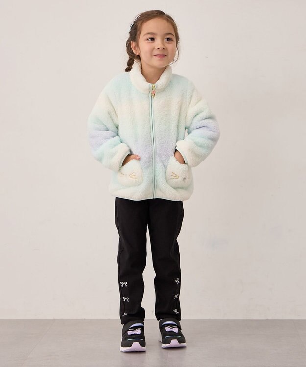 ANY KIDS 【ドッキング可能】ネコボアブルゾン ミント×レインボー