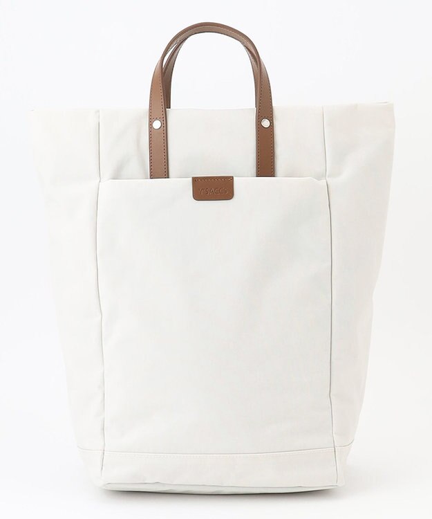 Y'SACCS 【リサイクルナイロン×カウレザー】ナチュラルデイパック ホワイト