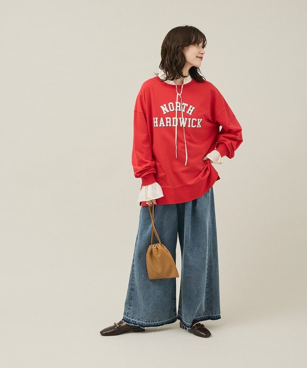 Green Parks カレッジロゴ裏毛チュニック Red