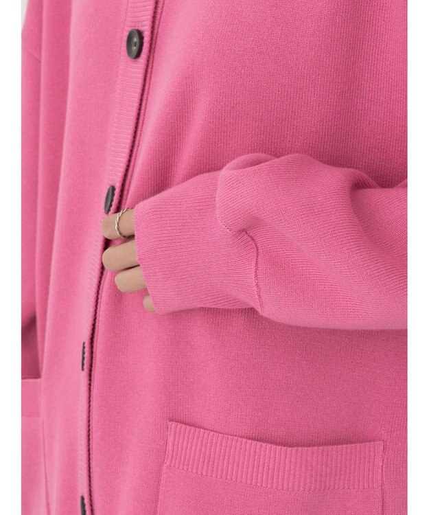 earth music&ecology クルーネックミドル丈カーディガン Pink