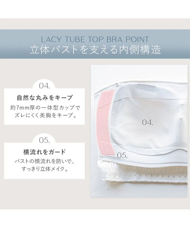 BRADELIS New York 【BRADELIS Me / ノンワイヤー】レーシィチューブトップブラ ストラップ取り外し可能 2way 補正ブラジャー オフホワイト