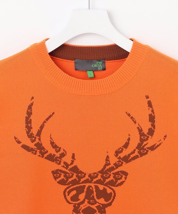 PW CIRCULUS 【イージーケア/軽量】【MEN】 DEER モチーフニット オレンジ系
