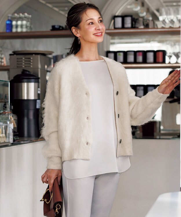 UNFILO サテン レイヤードブラウス エクリュ