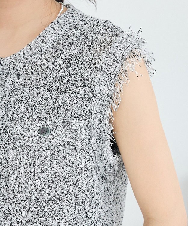 CRAFT STANDARD BOUTIQUE フリンジノースリーブニットプルオーバー Light Gray Mixture
