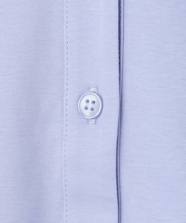 ICB L 【洗える】 コンパクトスムース シャツカラーカットソー サックスブルー系