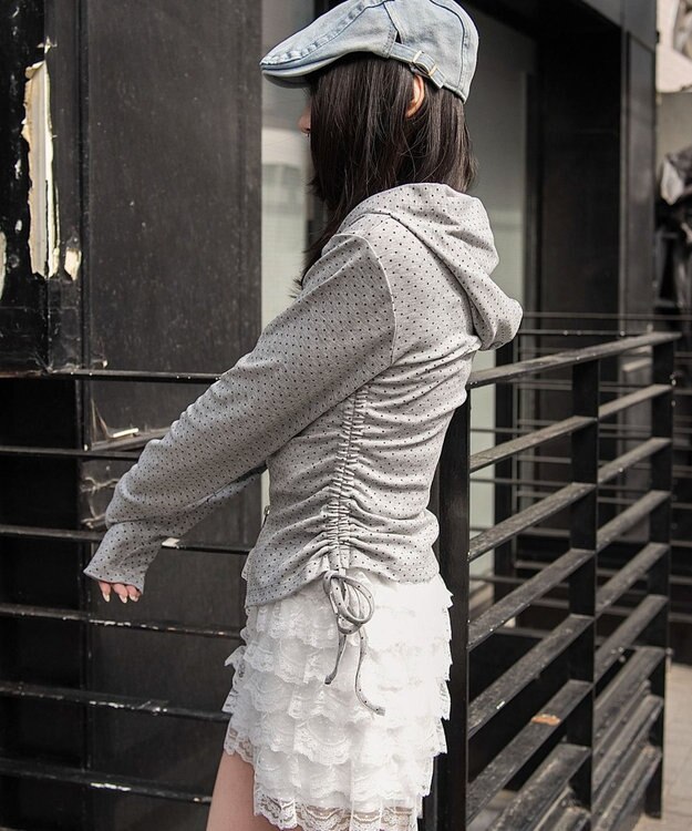 WEGO サイドリボンカットジップパーカー 柄2