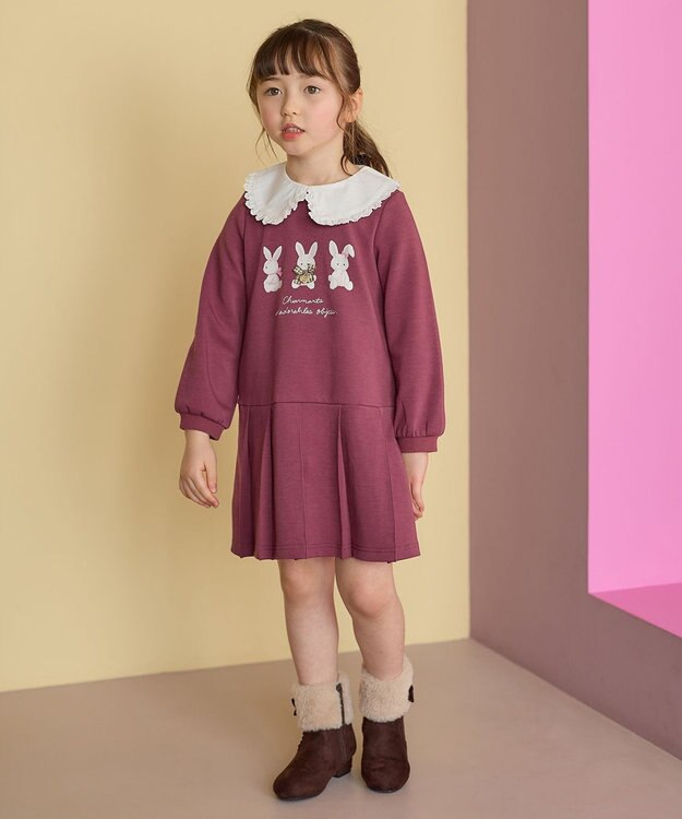 ANY KIDS 襟付き ワンピース ボルドー