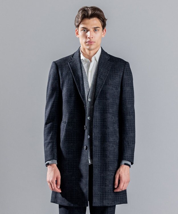 JOSEPH HOMME パッチジャガードジャージー　チェスターコート グレー系3