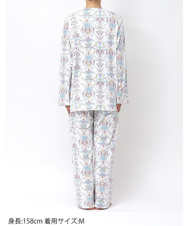 WACOAL パジャマ 長袖 長ズボン 綿100%(本体) ミントン レディース NDX541 /ワコール ホワイト