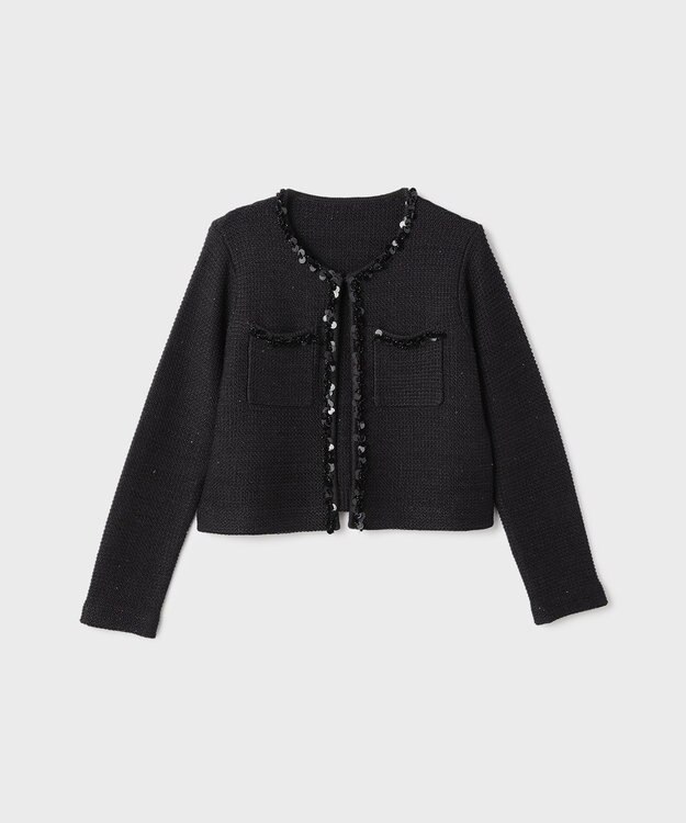 GRACE CONTINENTAL ブレードツイードニットジャケット ブラック