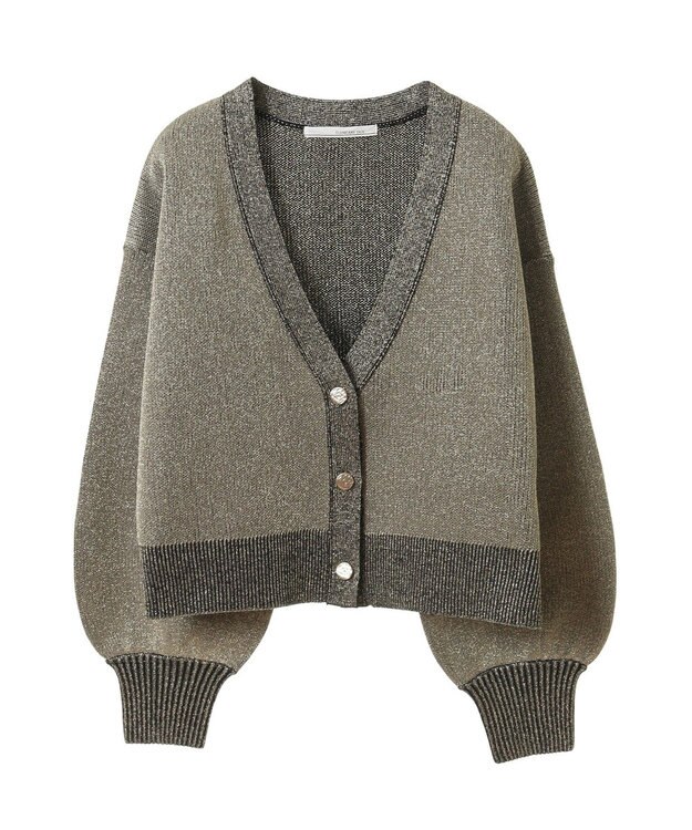 Green Parks ・ＥＬＥＮＣＡＲＥ　ＤＵＥ　ラメＶネックカーディガン Black