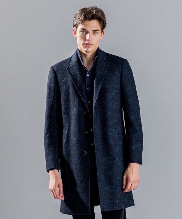 JOSEPH HOMME パッチジャガードジャージー　チェスターコート ネイビー系3