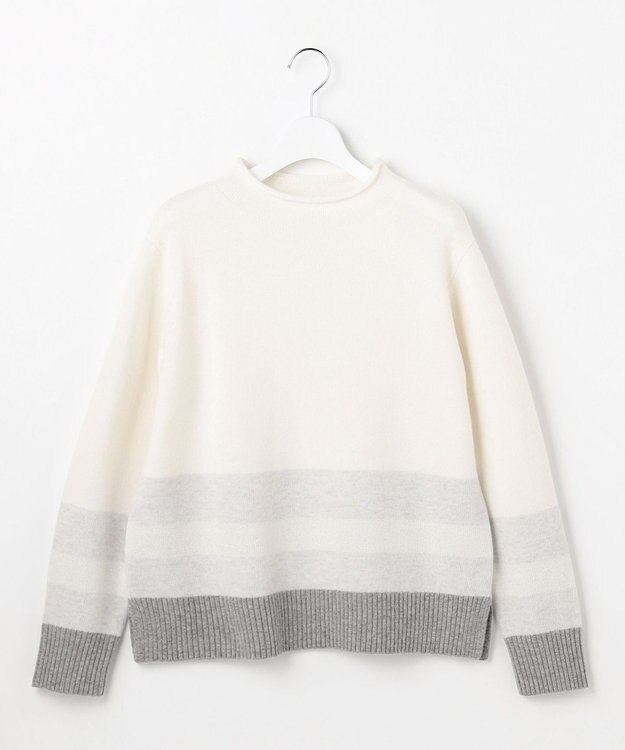 J.PRESS LADIES CAT ブロッキング ニット ライトグレー系