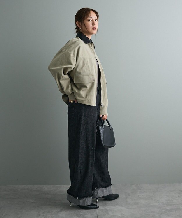 CRAFT STANDARD BOUTIQUE フェイクレザー衿ブルゾン Light Khaki