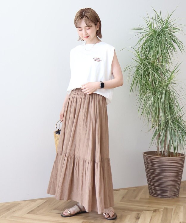 AMERICAN HOLIC ロゴ刺繍ノースリーブプルオーバー Off White