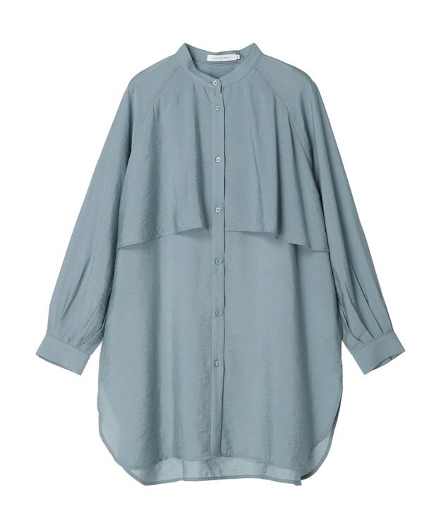 AMERICAN HOLIC バンドカラーフリルシャツチュニック Sax