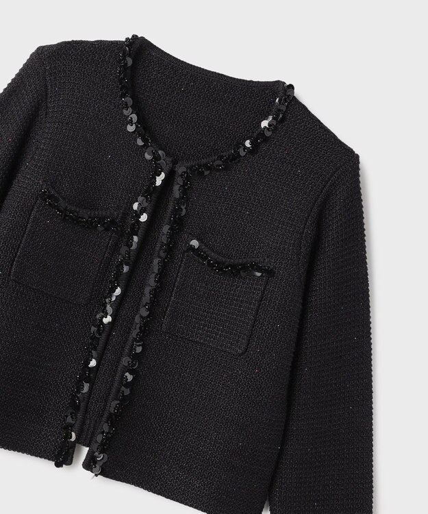 GRACE CONTINENTAL ブレードツイードニットジャケット ブラック