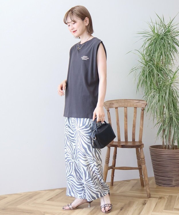 AMERICAN HOLIC ロゴ刺繍ノースリーブプルオーバー Charcoal Gray