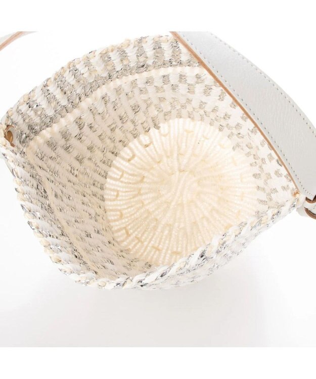 UNBILLION perche プラスティックサイザル×姫路レザー手提げトートバッグ アイボリー