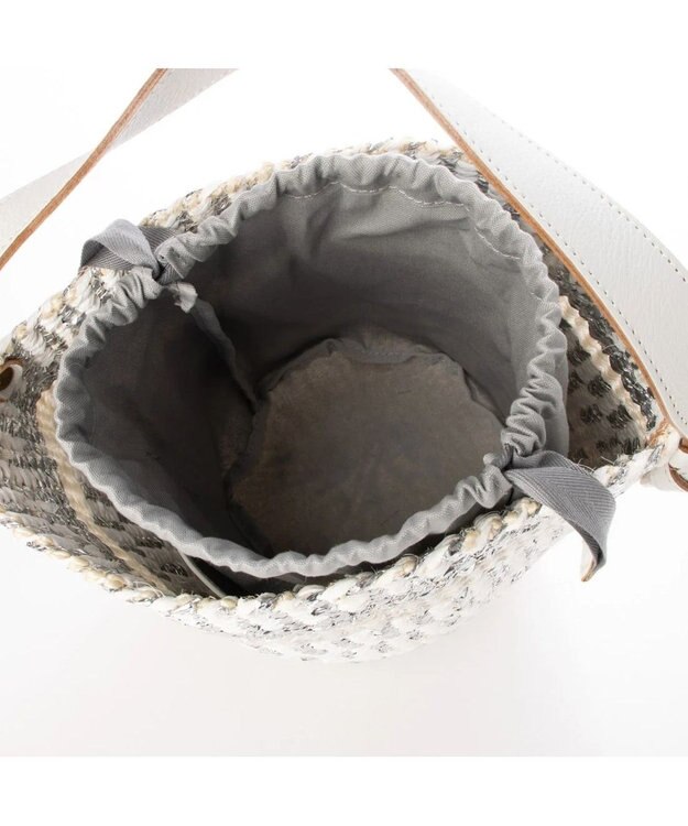 UNBILLION perche プラスティックサイザル×姫路レザー手提げトートバッグ アイボリー