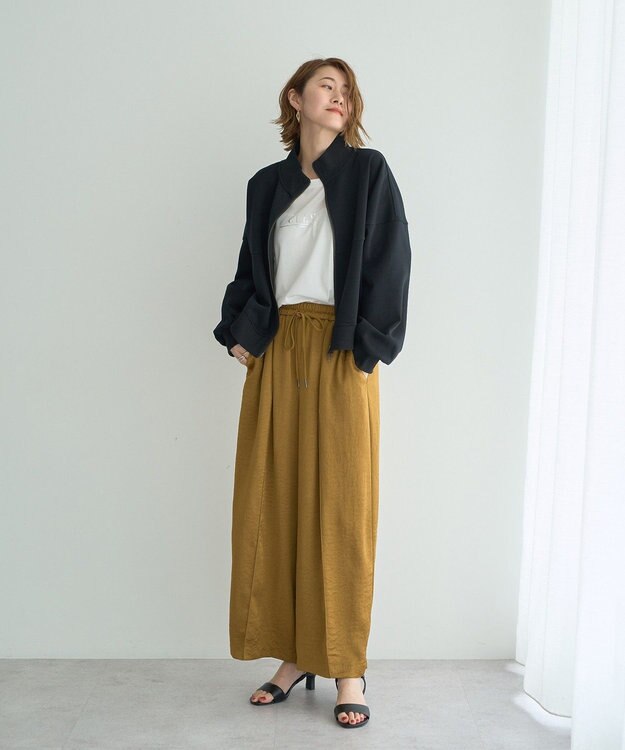 YECCA VECCA ビンテージサテンイージーワイドパンツ Camel