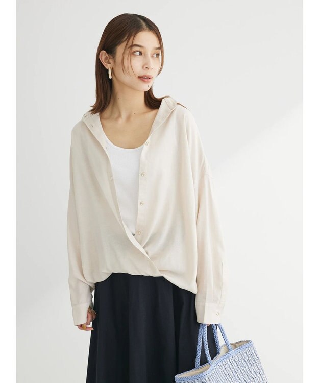 Green Parks リネンレーヨン２ｗａｙシャツ Light Beige