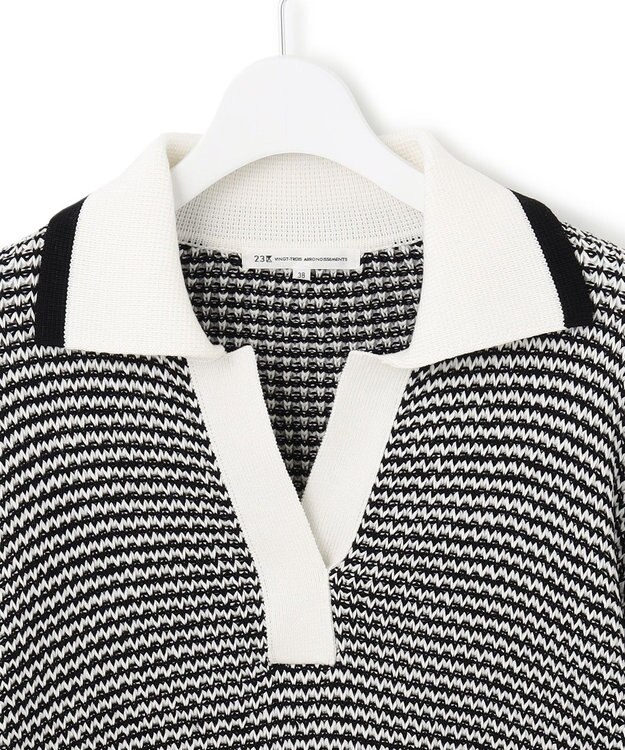 23区 【洗える】ワッフルパターン バイカラー ニット ブラック系