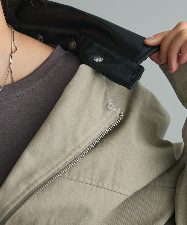 CRAFT STANDARD BOUTIQUE フェイクレザー衿ブルゾン Light Khaki