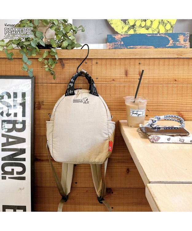 ROOTOTE 8453【スヌーピー】IP.セオルー.パデット.ピーナッツ-0S 04：マットベージュ