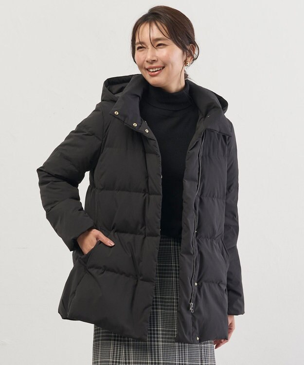 J.PRESS LADIES S 【洗える・2way】タフタダウン ミドル丈 コート ブラック系