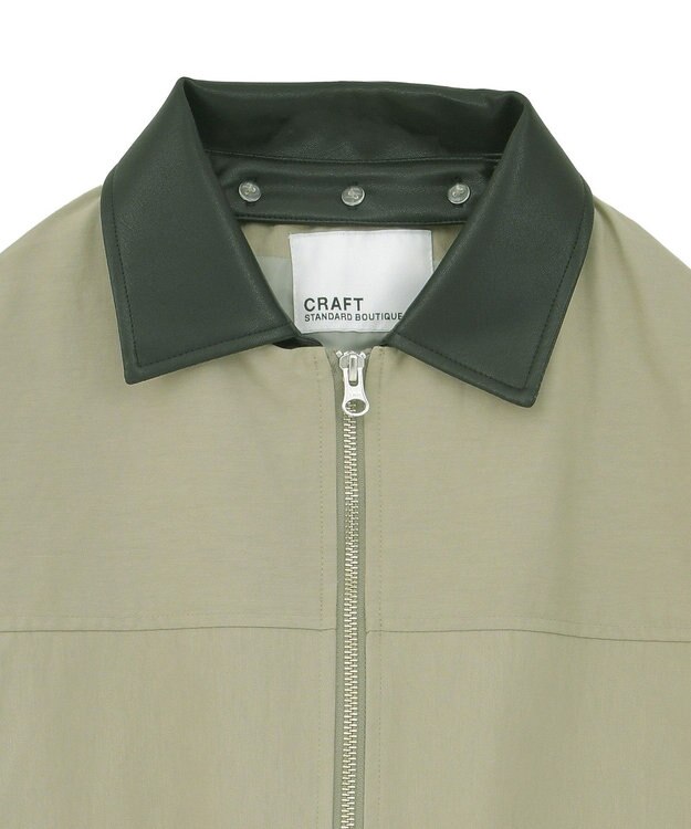 CRAFT STANDARD BOUTIQUE フェイクレザー衿ブルゾン Light Khaki