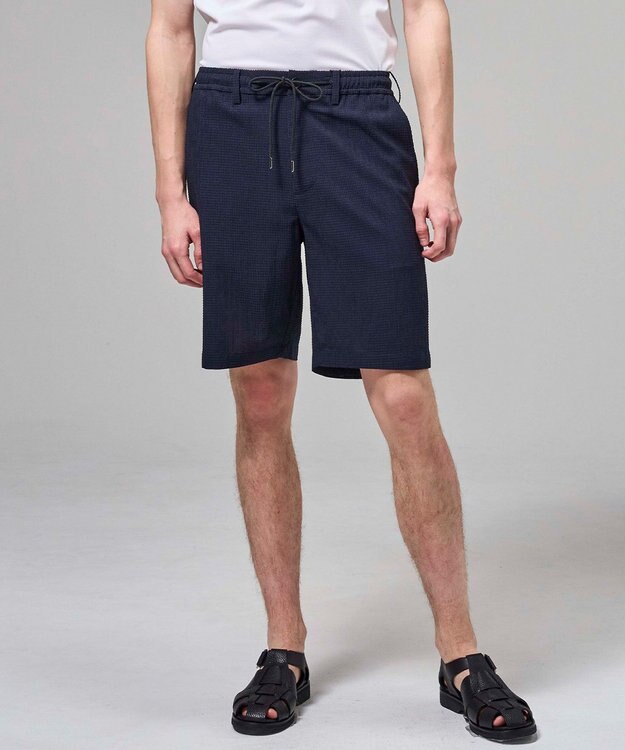 JOSEPH HOMME 【新型】トリコサッカーストレッチ ドロスト付ショートパンツ / BERMUDA ネイビー系