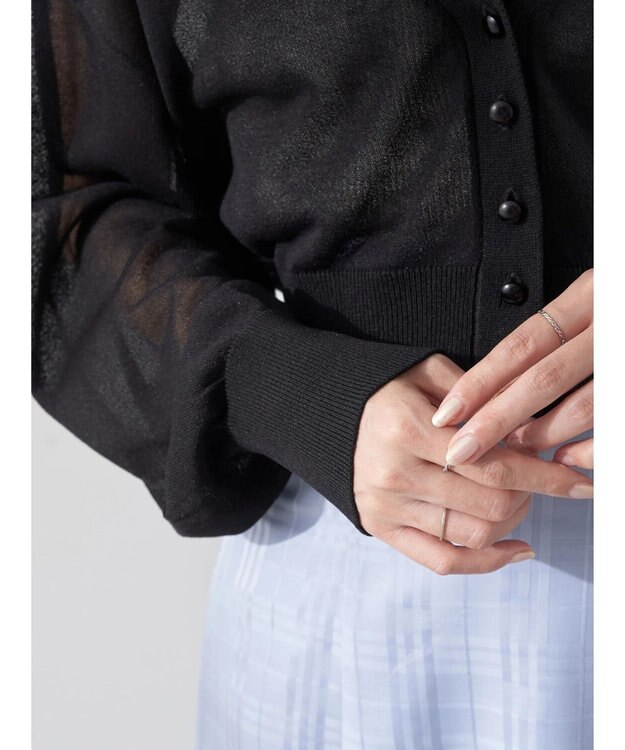 earth music&ecology シアーラメＶネックカーディガン Light Gray