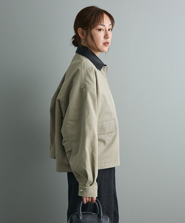 CRAFT STANDARD BOUTIQUE フェイクレザー衿ブルゾン Light Khaki