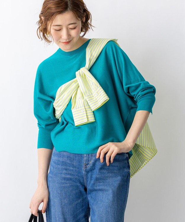 23区 【先行予約】シャイニーシアー ドルマン ニット ピーコック系