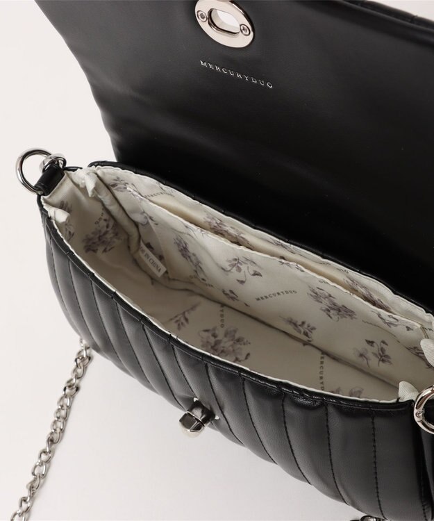 style code 【MERCURYDUO/マーキュリーデュオ】ストライプキルティング　フラップショルダーバッグ ブラック