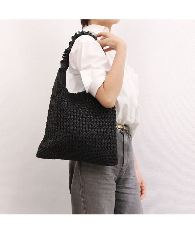 UNBILLION カシュカシュ cachecache / メタリックコードフリルハンドルトート ブラック